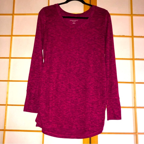 Liz Lange)Maternity Knit Heather Purple Cotton Knit Ruched Top Medium - Picture 1 of 8